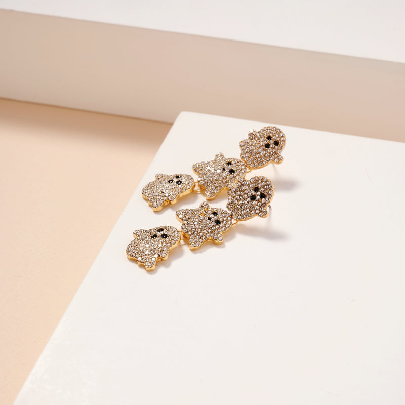Halloween Linked Ghosts Rhinestones Dangling Earrings