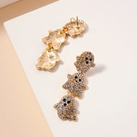 Halloween Linked Ghosts Rhinestones Dangling Earrings
