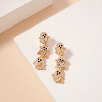 Halloween Linked Ghosts Rhinestones Dangling Earrings