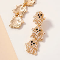 Halloween Linked Ghosts Rhinestones Dangling Earrings