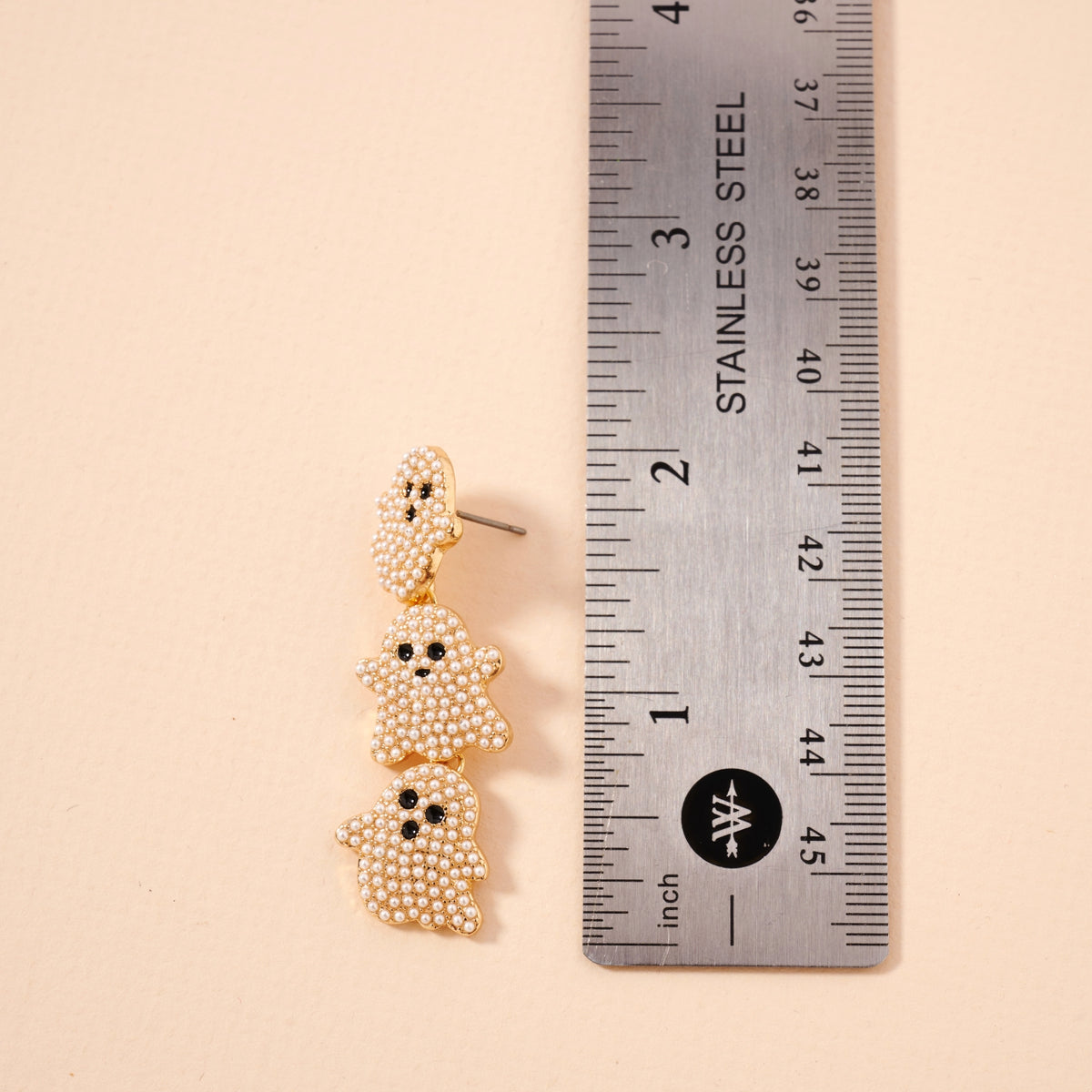 Halloween Linked Ghosts Rhinestones Dangling Earrings