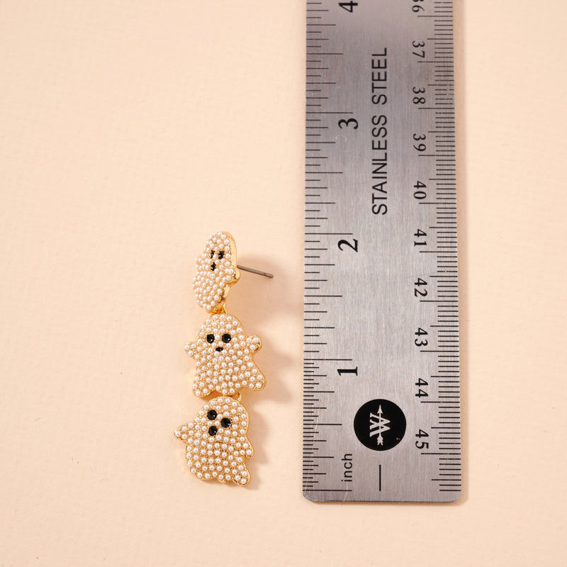 Halloween Linked Ghosts Rhinestones Dangling Earrings