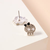Halloween Skull with Bow Rhinestones Stud Earrings