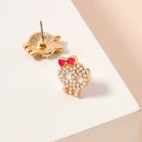 Halloween Skull with Bow Rhinestones Stud Earrings