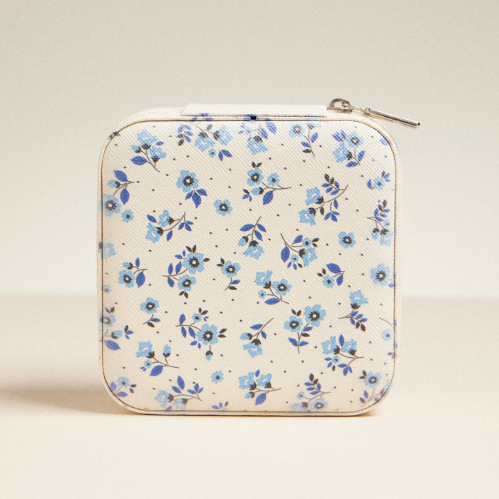 Blue Flower Pattern Jewelry Box -Travel Size