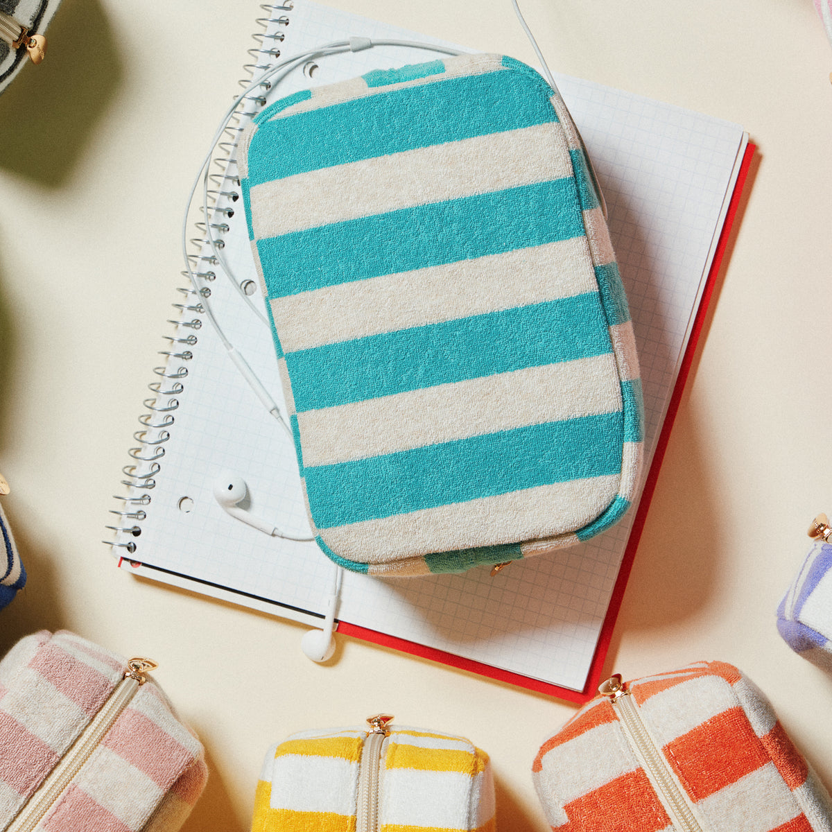 Striped Terry Fabric Travel Pouch