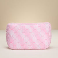 Pink Bow Stripe Neoprene Pouch