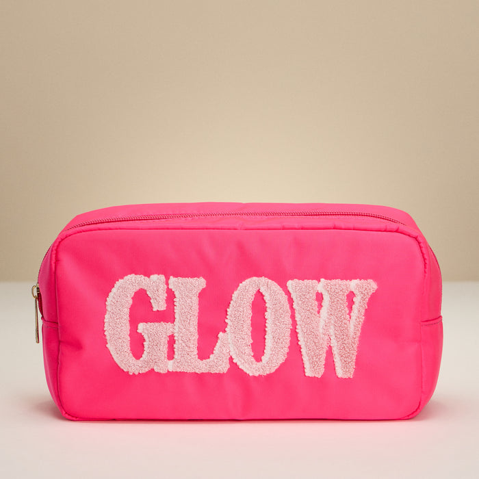 Travel Makeup Bag with Chenille Letter Patch