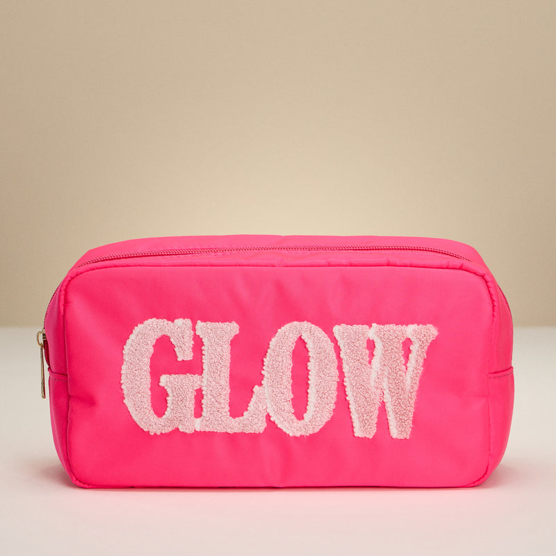Travel Makeup Bag with Chenille Letter Patch