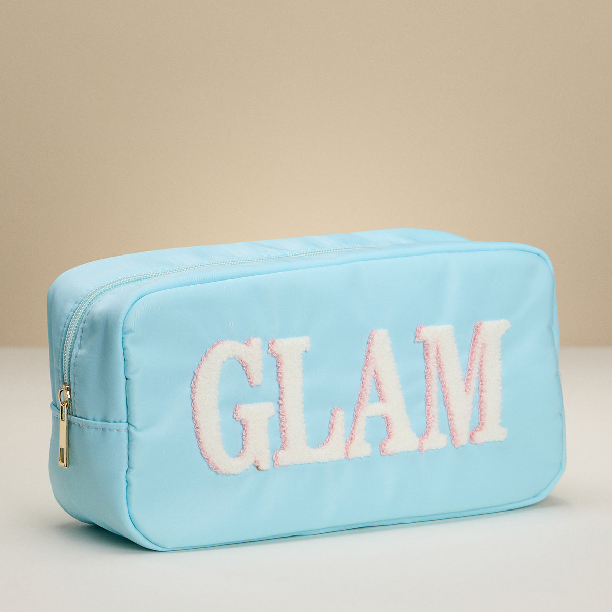 Travel Makeup Bag with Chenille Letter Patch