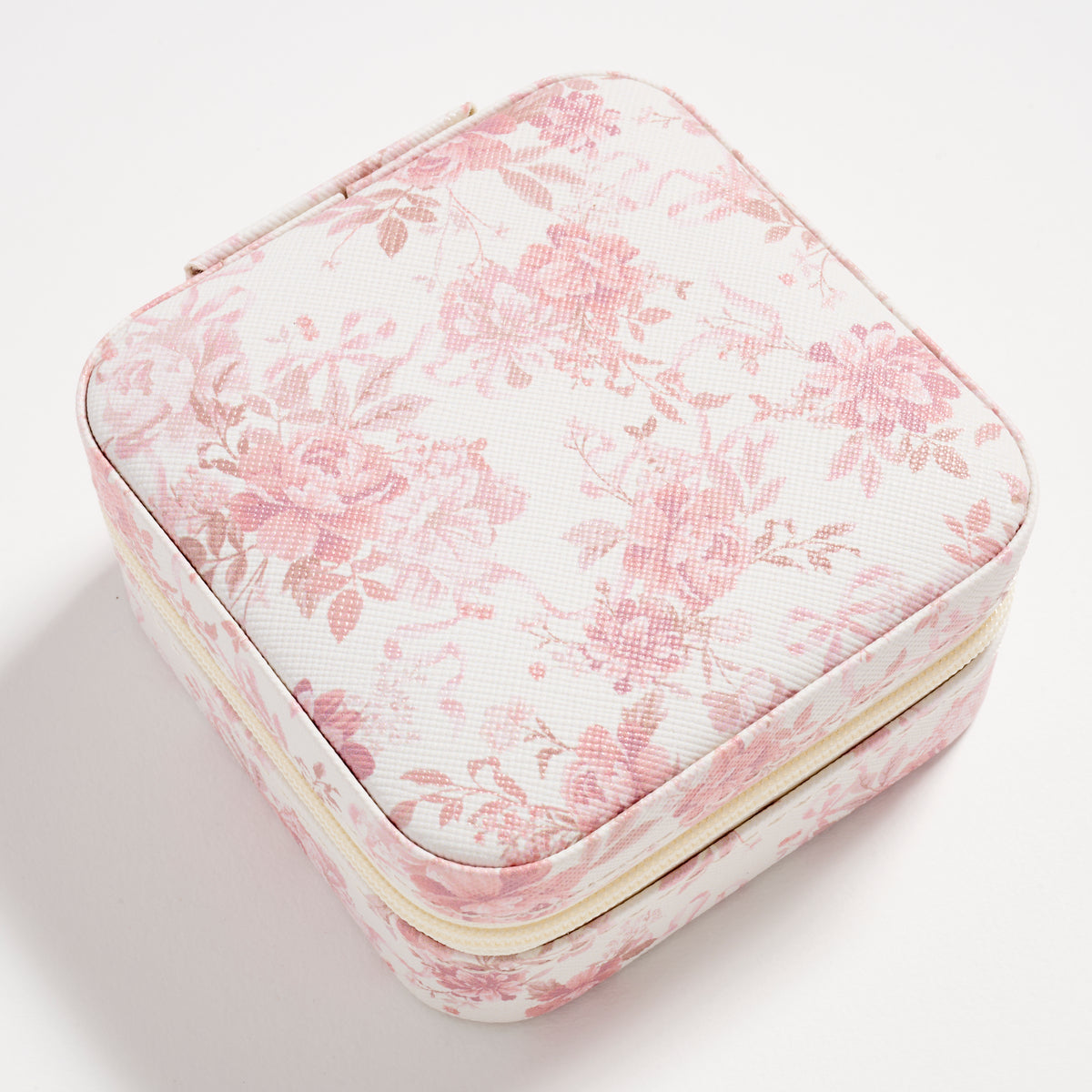 Floral Travel Jewelry Box with Mirror – Compact Organizer for Rings, Earrings & Necklaces