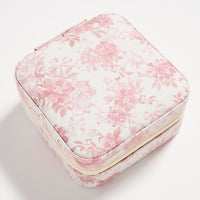 Floral Travel Jewelry Box with Mirror – Compact Organizer for Rings, Earrings & Necklaces