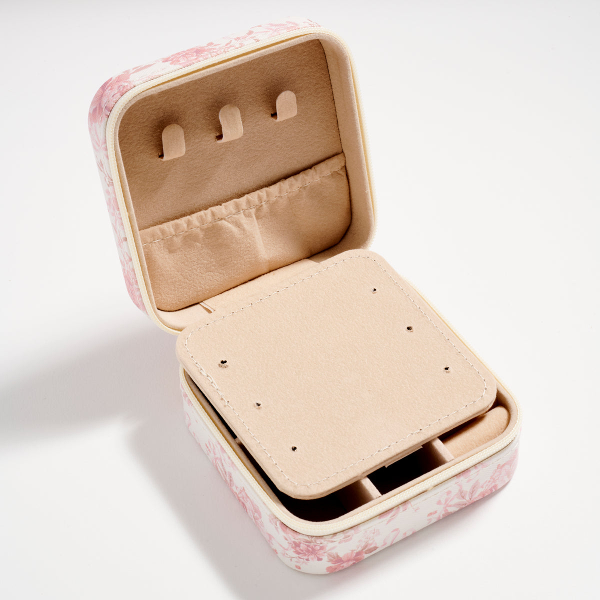 Floral Travel Jewelry Box with Mirror – Compact Organizer for Rings, Earrings & Necklaces