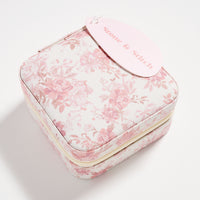 Floral Travel Jewelry Box with Mirror – Compact Organizer for Rings, Earrings & Necklaces