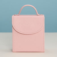 Pink Travel Jewelry Organizer Case – Compact Jewelry Box with Ring Rolls, Earring Holder & Snap Closure