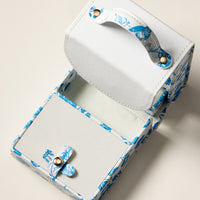 Blue & White Regency-Inspired Jewelry Organizer – English Toile Travel Jewelry Case with Handle