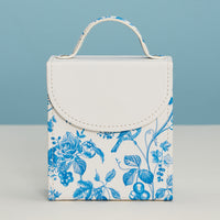 Blue & White Regency-Inspired Jewelry Organizer – English Toile Travel Jewelry Case with Handle