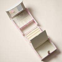 Pink Regency-Inspired Jewelry Organizer – English Floral Toile Travel Jewelry Case with Handle
