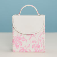 Pink Regency-Inspired Jewelry Organizer – English Floral Toile Travel Jewelry Case with Handle