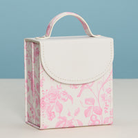 Pink Regency-Inspired Jewelry Organizer – English Floral Toile Travel Jewelry Case with Handle