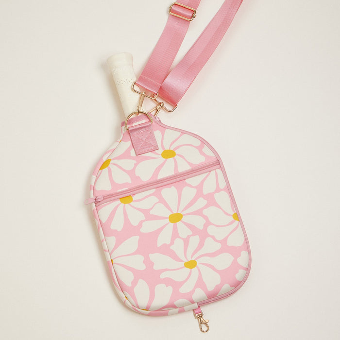 Bold Abstract Daisy Floral Print Neoprene Pickleball Paddle Bag