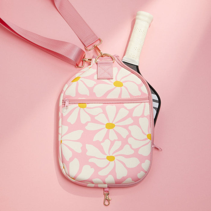 Bold Abstract Daisy Floral Print Neoprene Pickleball Paddle Bag