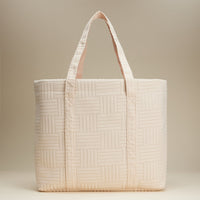 Luxe Terry Irregular Grid Pattern Tote Bag - Beach Bag