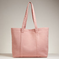 Luxe Terry Irregular Grid Pattern Tote Bag - Beach Bag