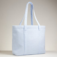 Luxe Terry Irregular Grid Pattern Tote Bag - Beach Bag