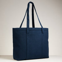 Luxe Terry Irregular Grid Pattern Tote Bag - Beach Bag