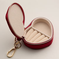Heart-Shaped Jewelry Travel Case with Keychain – Pink Velvet "Be Kind" Design