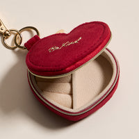 Heart-Shaped Jewelry Travel Case with Keychain – Pink Velvet "Be Kind" Design