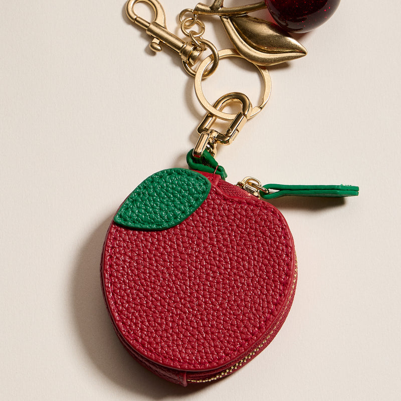 Apple Coin Purse with Keychain – Mini Zipper Pouch
