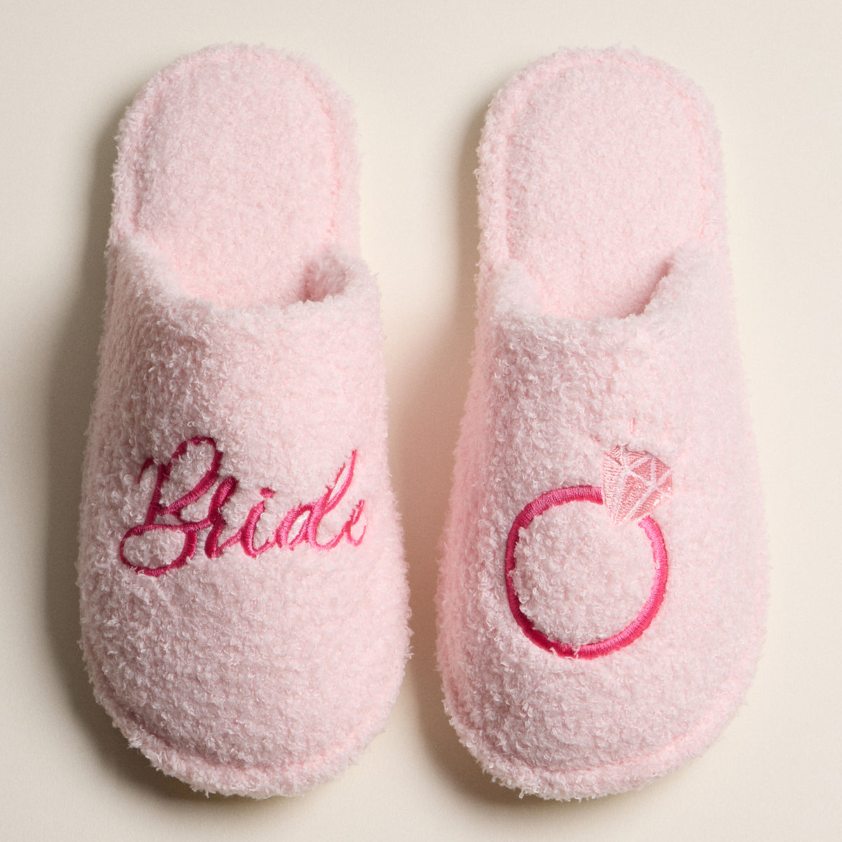 Fuzzy Bride Slippers with Diamond Ring Design for Christmas Gift