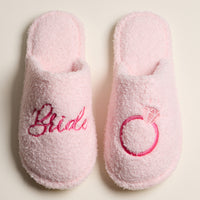 Fuzzy Bride Slippers with Diamond Ring Design for Christmas Gift