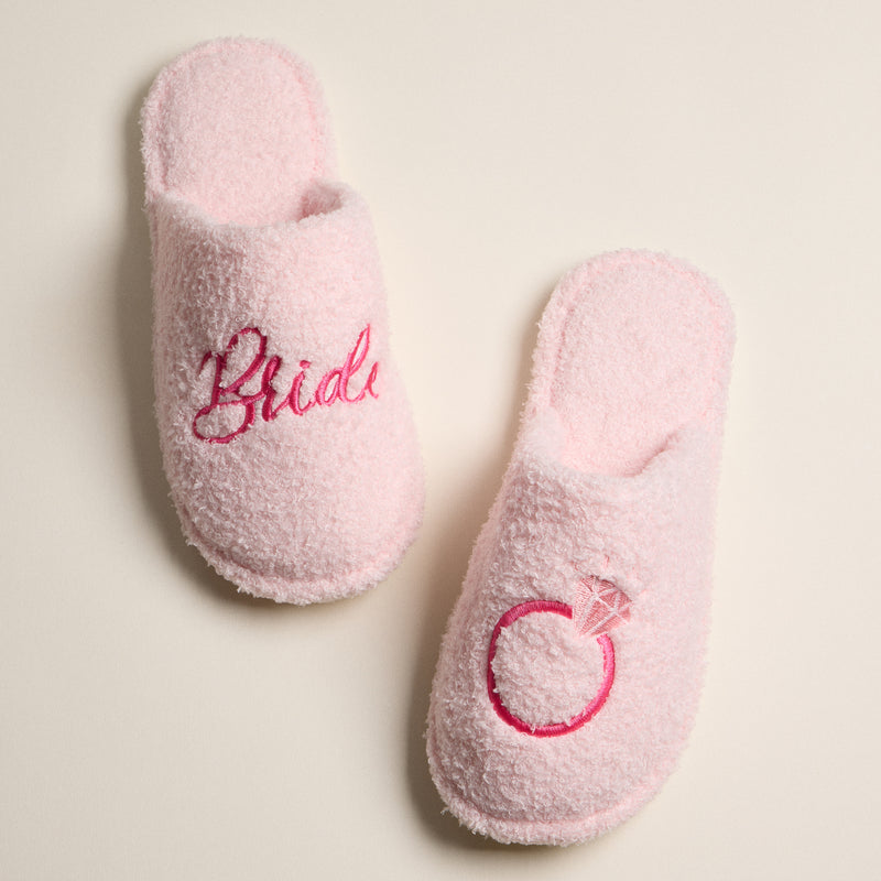 Fuzzy Bride Slippers with Diamond Ring Design for Christmas Gift