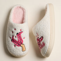 Fuzzy Slippers with Pink Pony Club and Boot Embroidery