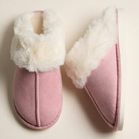 Faux Fur Lined Suede-Style Fuzzy Slippers