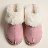 Faux Fur Lined Suede-Style Fuzzy Slippers