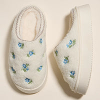 Floral Sherpa Slide Slippers | Cozy Home Slippers