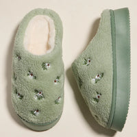 Floral Sherpa Slide Slippers | Cozy Home Slippers