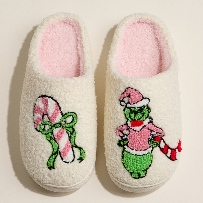 Sherpa Green Monster Christmas Slippers | Individual Sizes