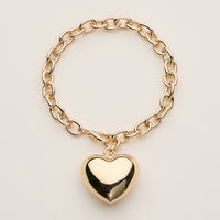 Chunky Heart Charm Chain Bracelet