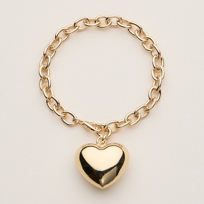 Chunky Heart Charm Chain Bracelet