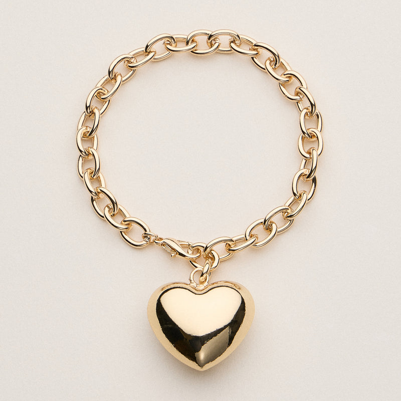 Chunky Heart Charm Chain Bracelet