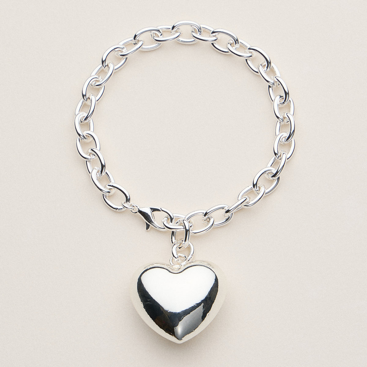 Chunky Heart Charm Chain Bracelet