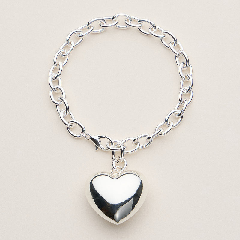 Chunky Heart Charm Chain Bracelet