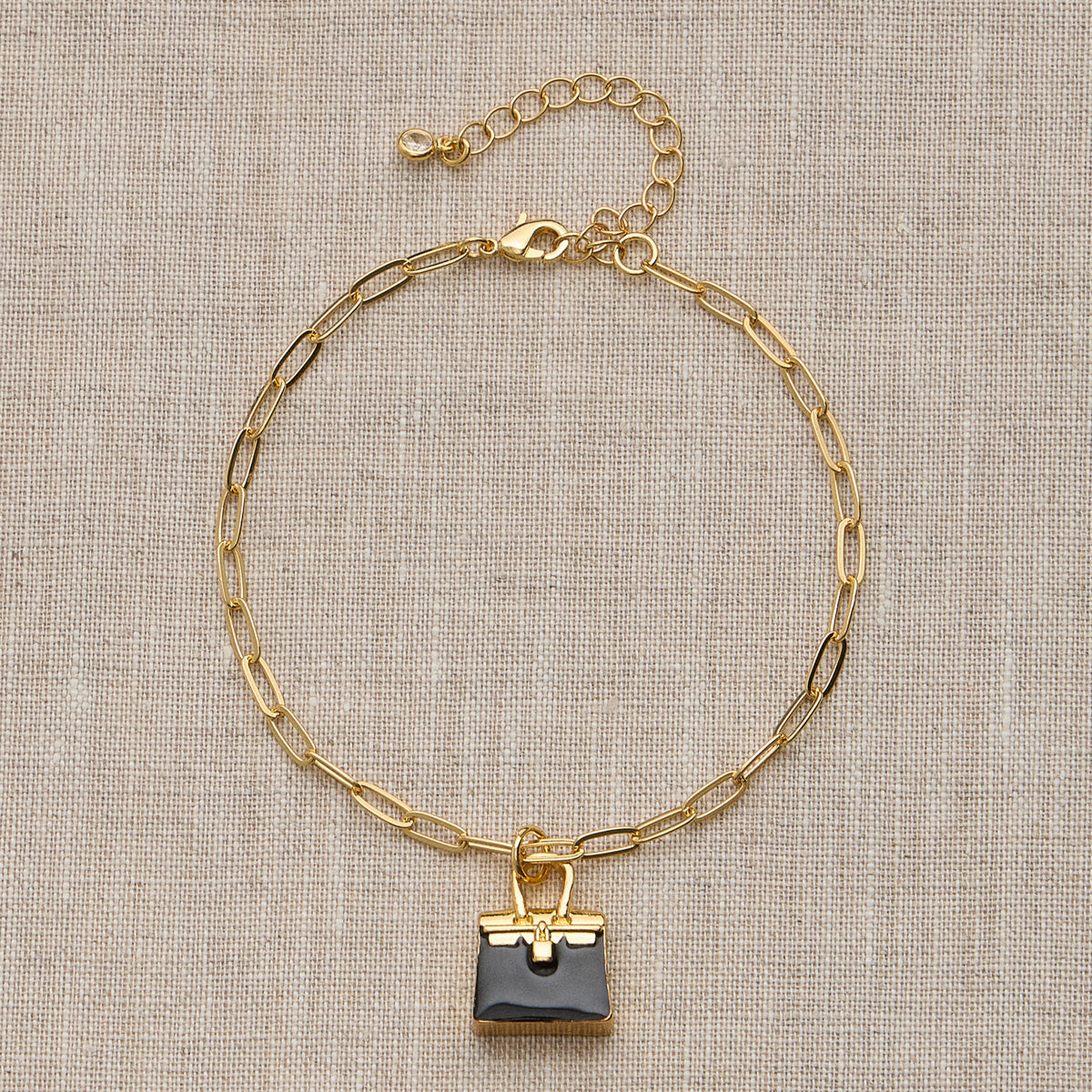 Adjustable Gold Chain Bracelet with Mini Purse Charm