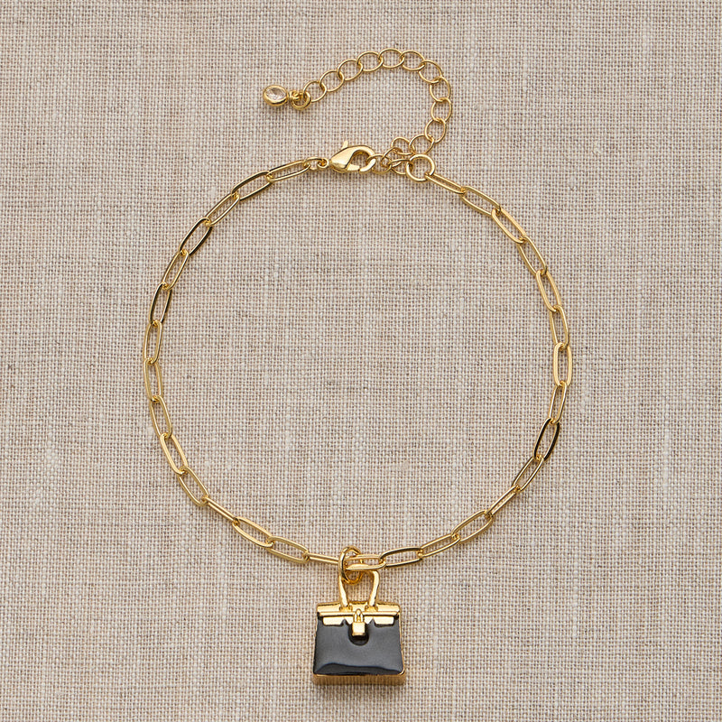 Adjustable Gold Chain Bracelet with Mini Purse Charm