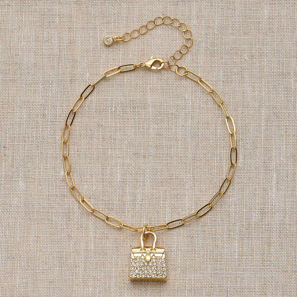 Adjustable Gold Chain Bracelet with Mini Purse Charm